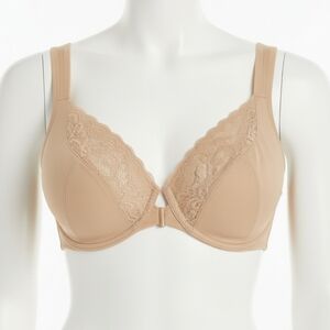 Playtex Secrets Front‎ Close Balconette Bra Beige 46G Full Coverage Plus Size